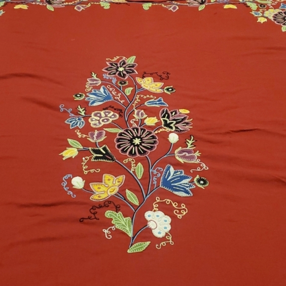 FREE SHIPPING 📬 RARE 🦄 Vintage Linen Crewel Embroidered Queen Duvet Cover - Picture 2 of 4